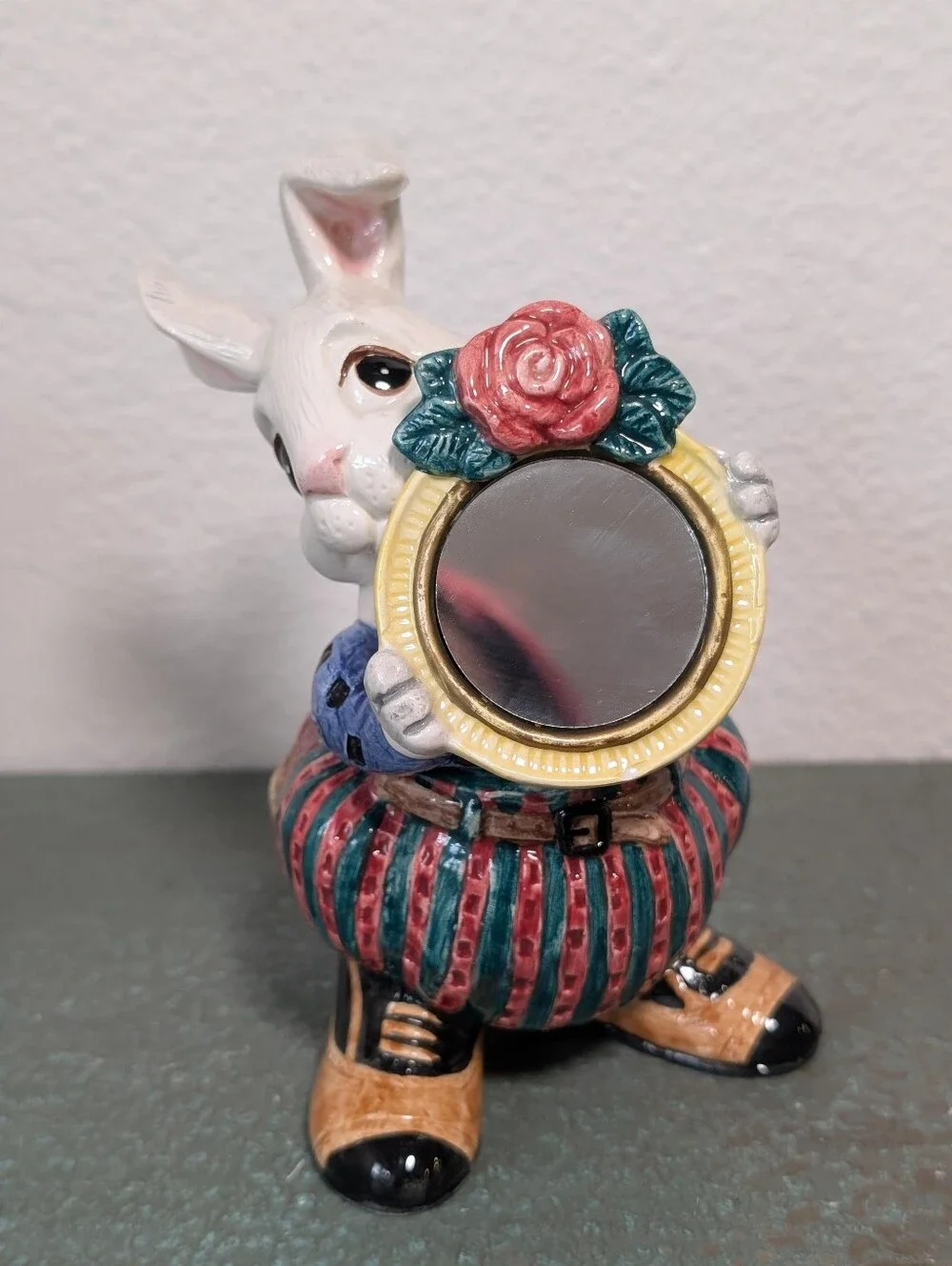Vtg 1995 Fitz and Floyd Bunny Rabbit Cotton Tailors Sugar Creamer Set with Spoon
